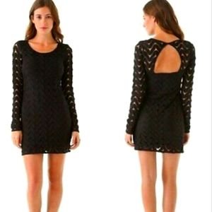 Free People Black Wild Thing Crochet Mini Dress Long Sleeve Sz XS